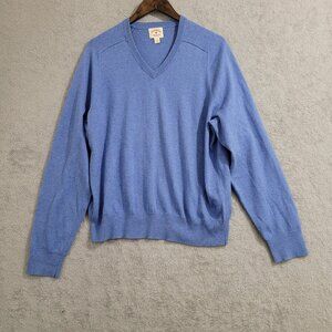 Brooks Brothers Red Fleece Mens Blue Cotton & Cashmere V-Neck Sweater  L  JPT